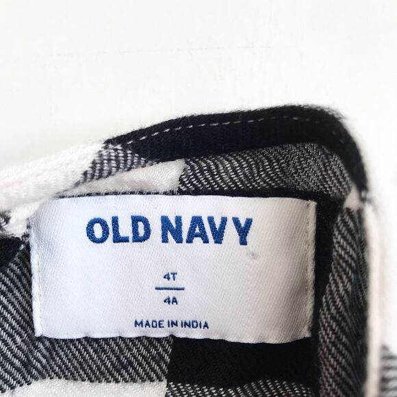 Old Navy black/white Buffalo plaid top/tunic EUC 4T - Picture 4 of 5